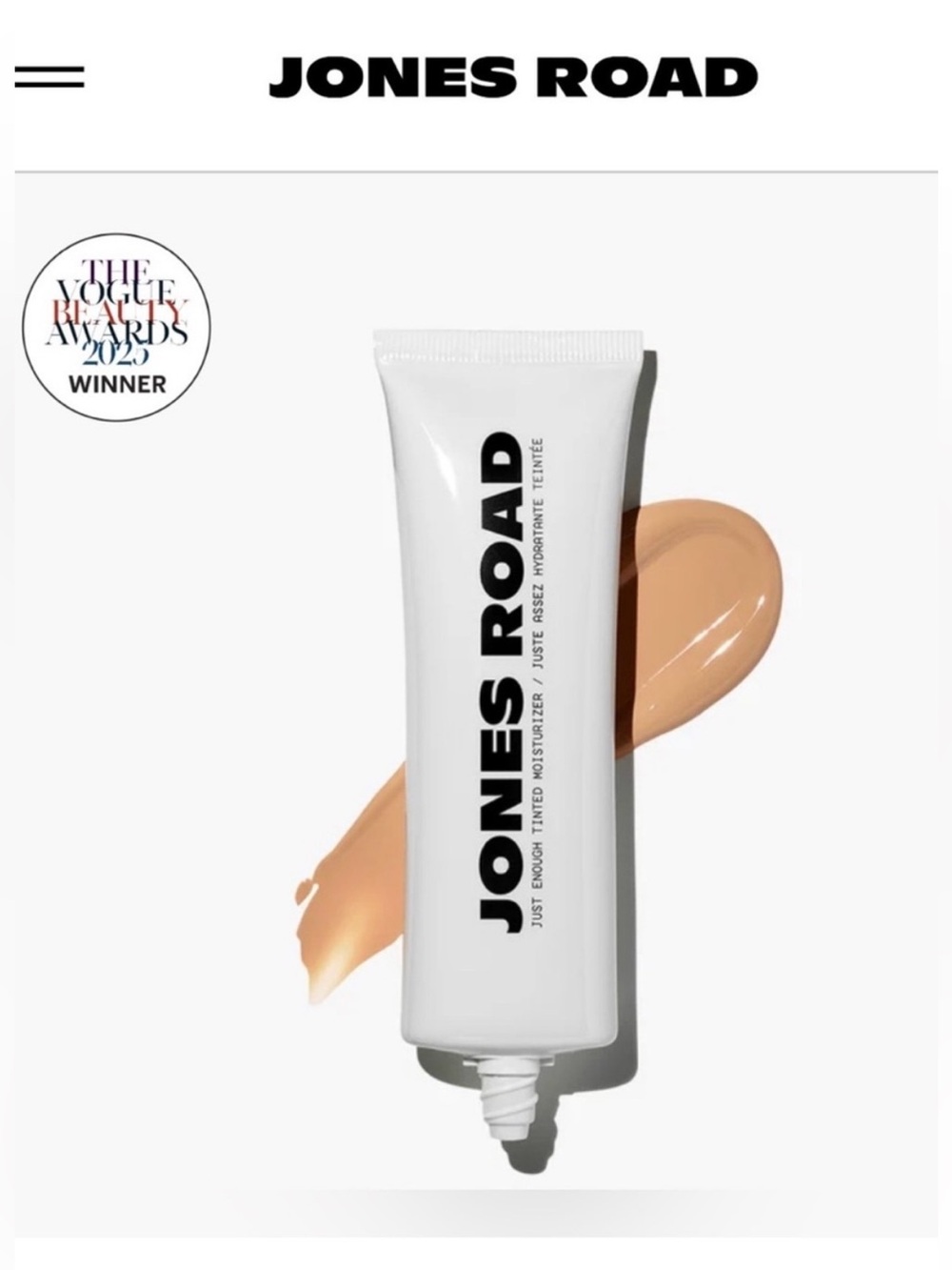 Jones Road Just Enough Tinted Moisturizer in Light Clair, 1.69 fl oz